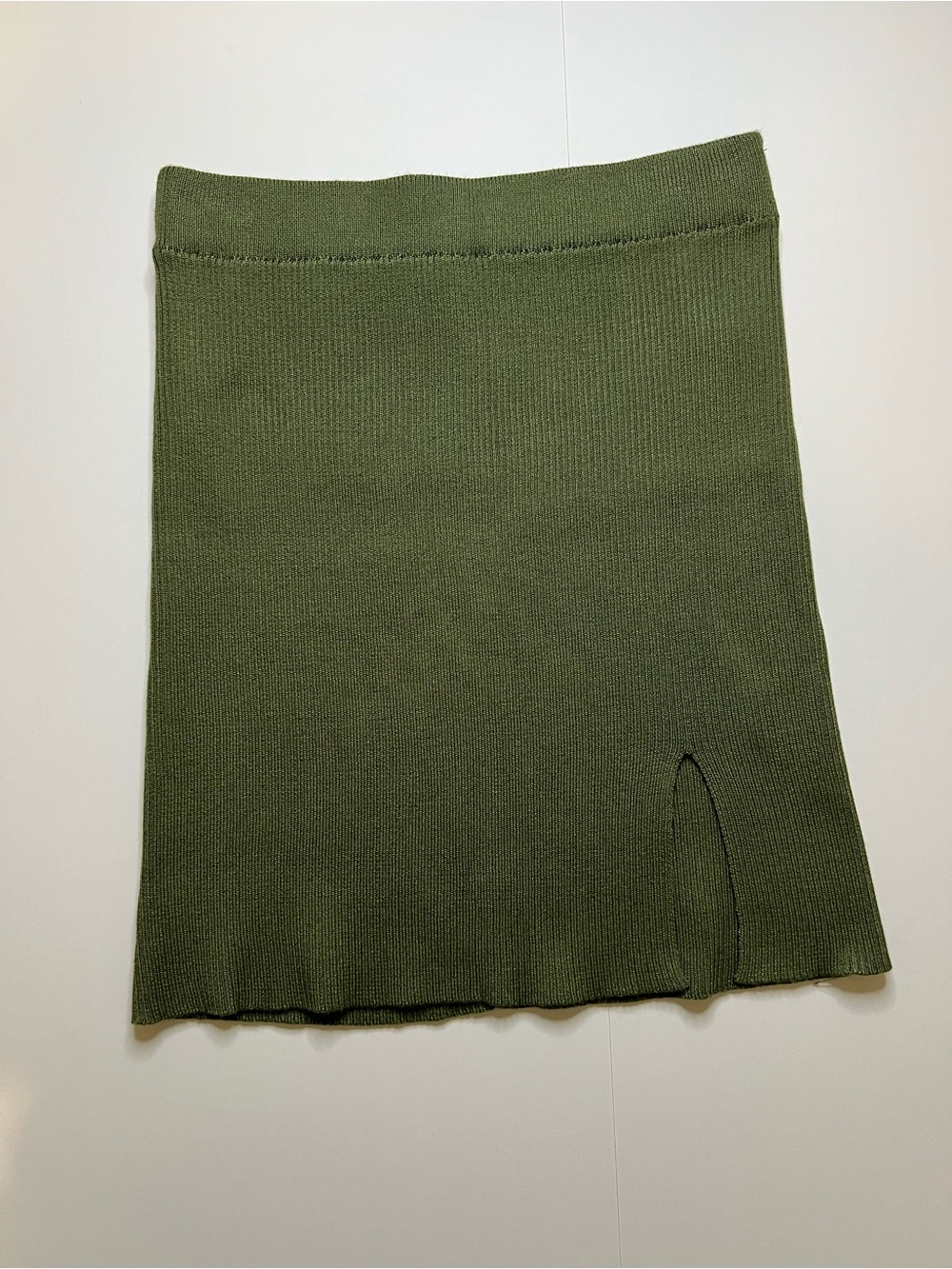 Hausen Olive Green Ribbed Knit Mini Skirt size small